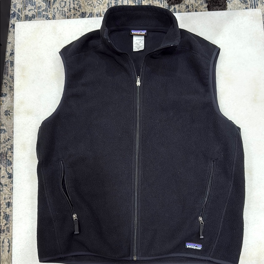 Patagonia Black Fleece Vest with High Collar